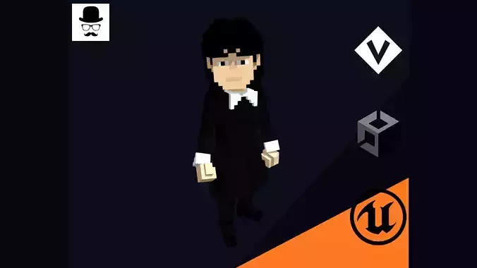 Wednesday Addams - 3D Voxel Low Poly Character Free low-poly 3D model