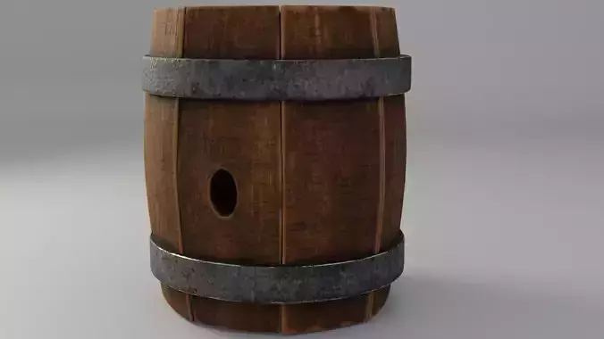 Wooden Barrel PBR Game Ready and Animation