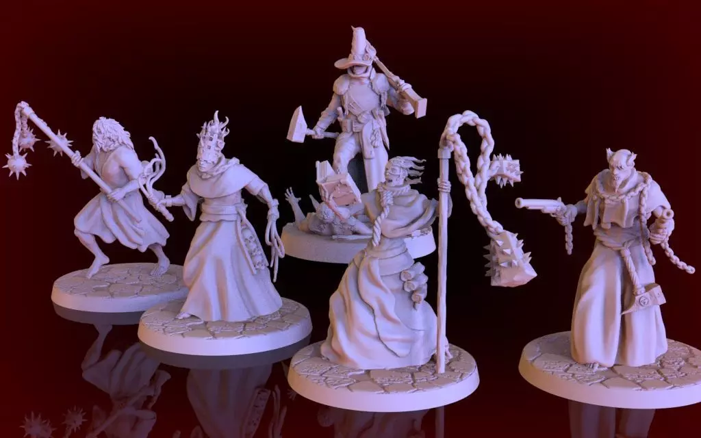Witchhunter captain and Flaggelants 3D print model_0