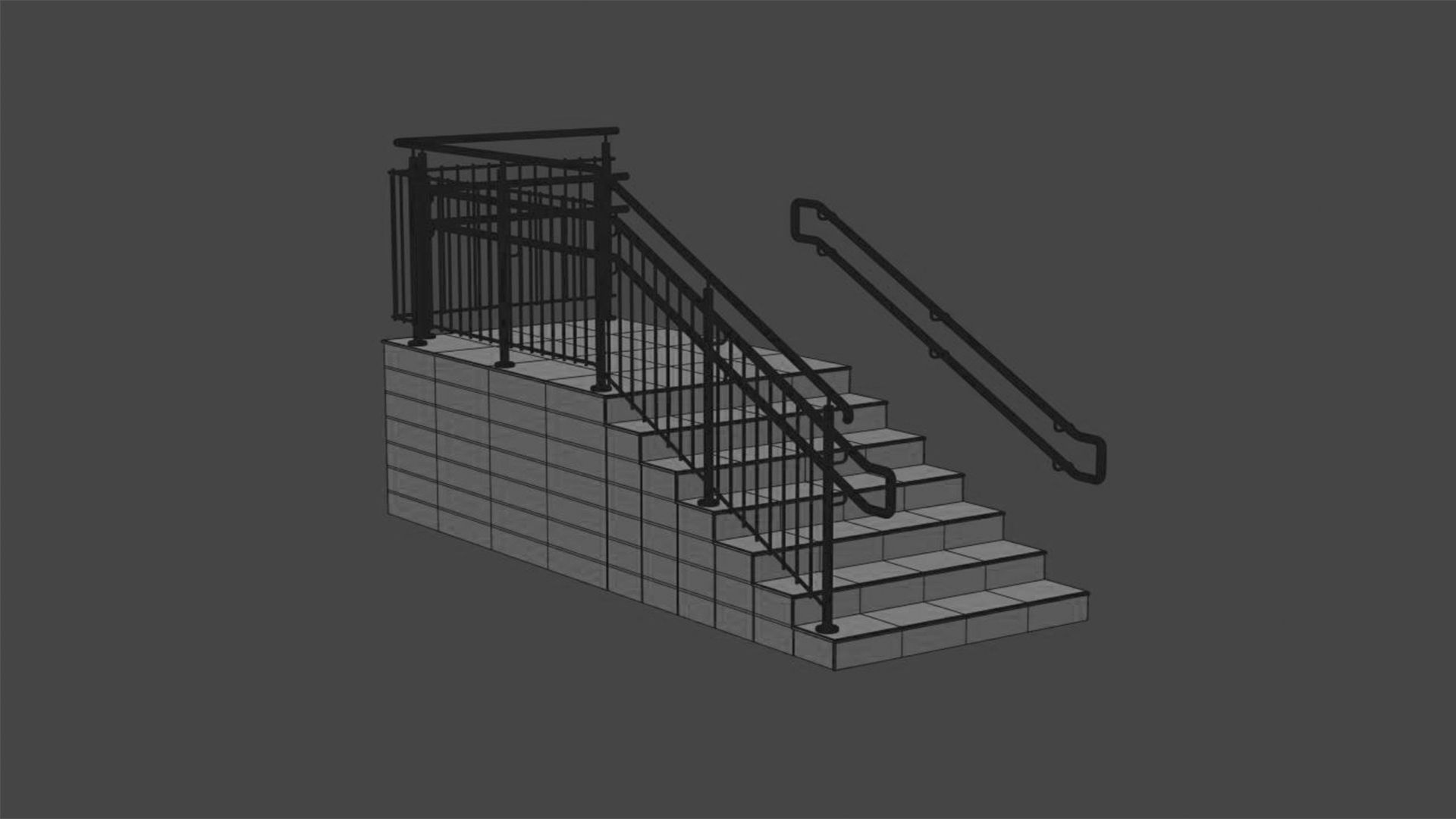 Stairs railing 3D model_9