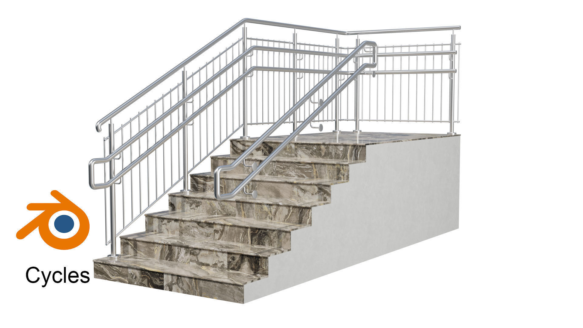 Stairs railing 3D model_4