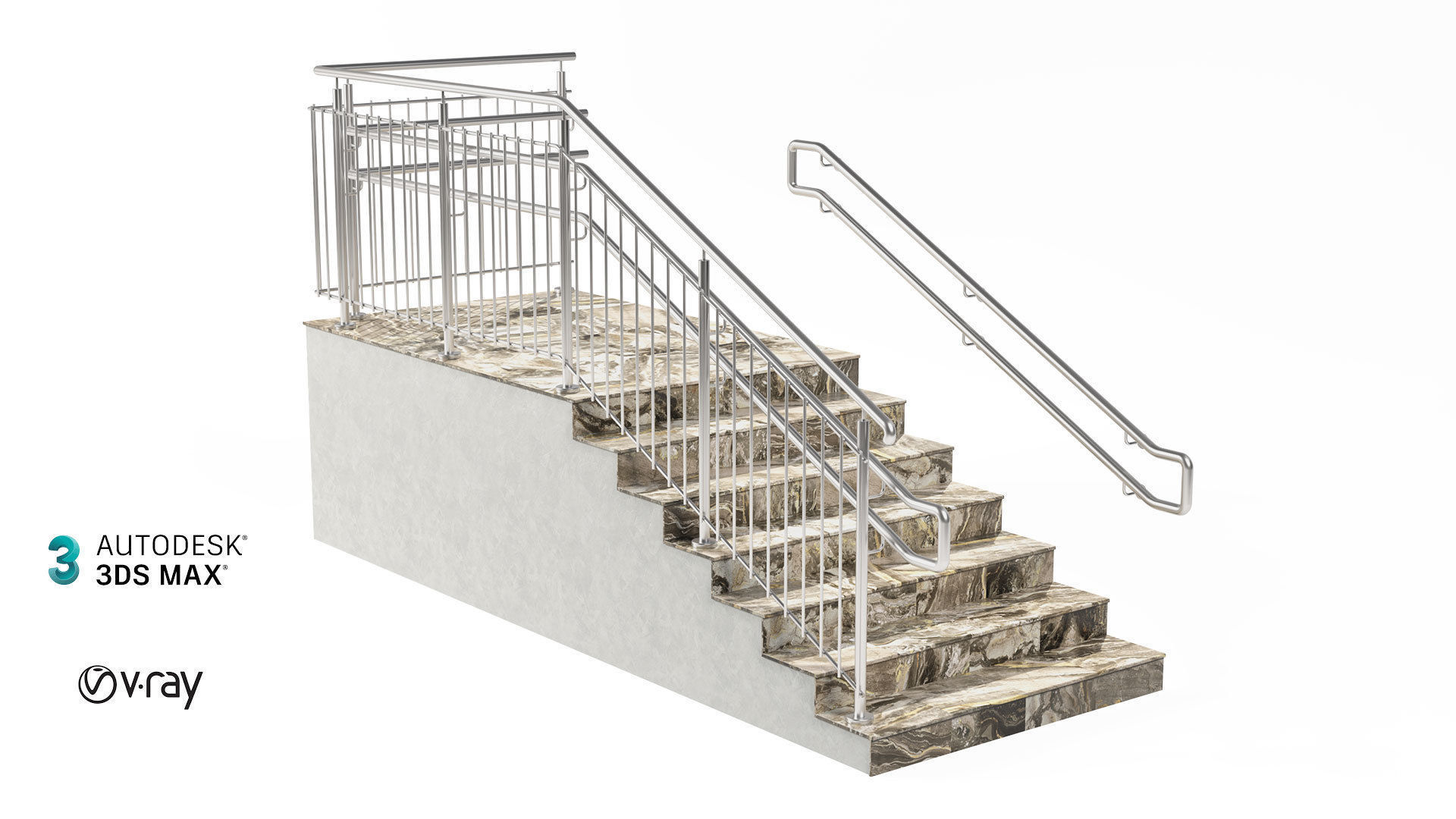 Stairs railing 3D model_5