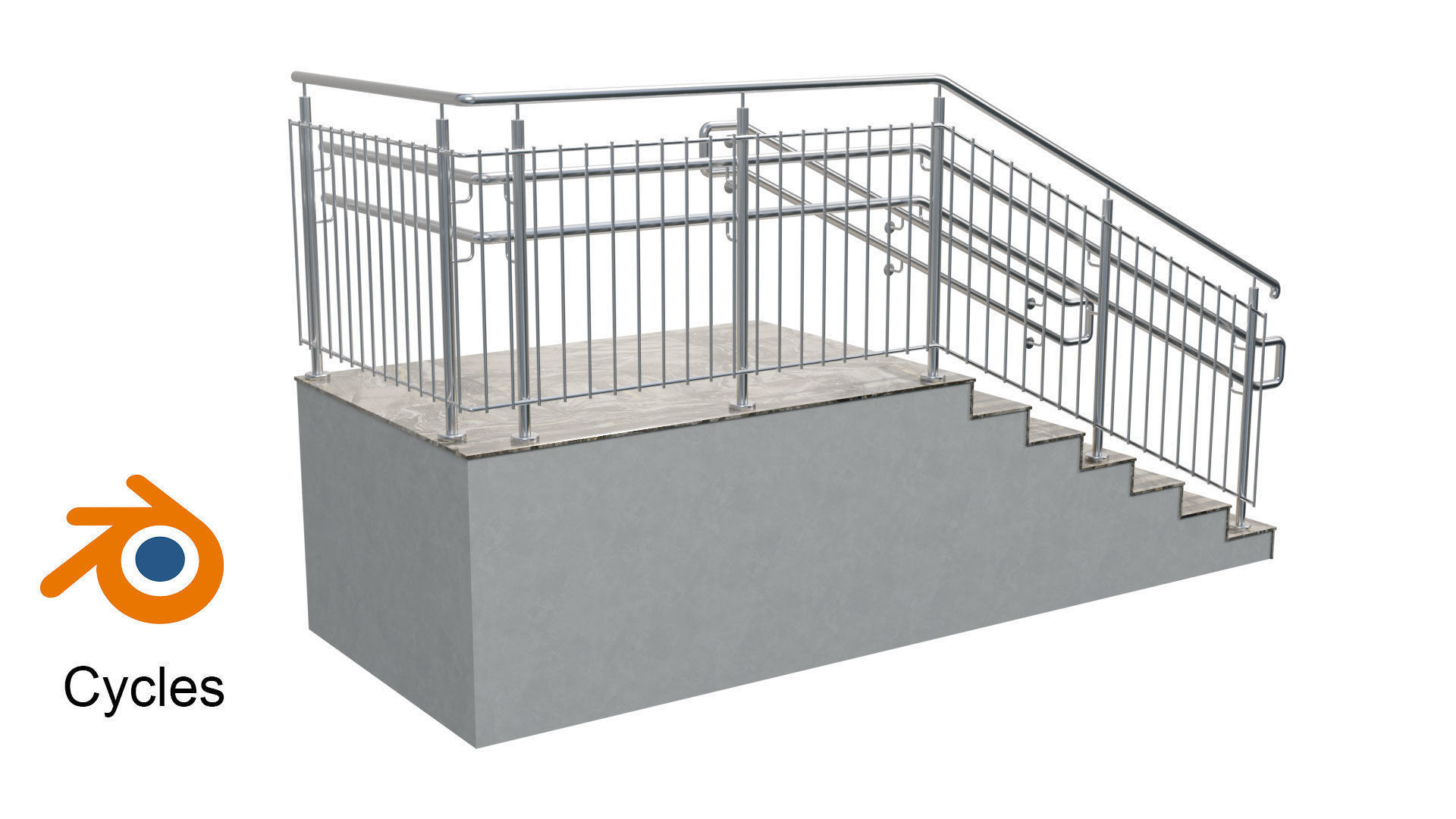 Stairs railing 3D model_2