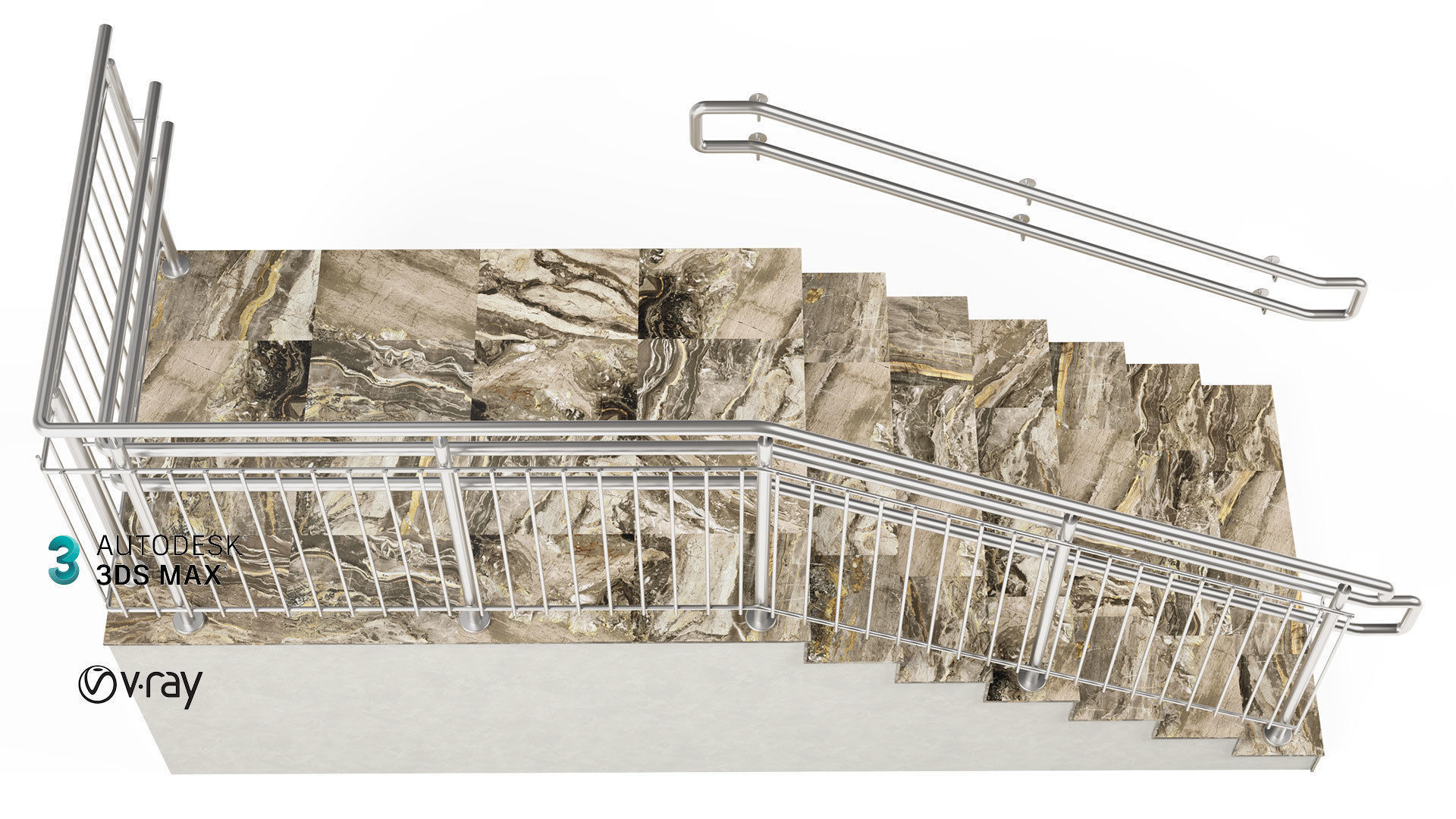 Stairs railing 3D model_7