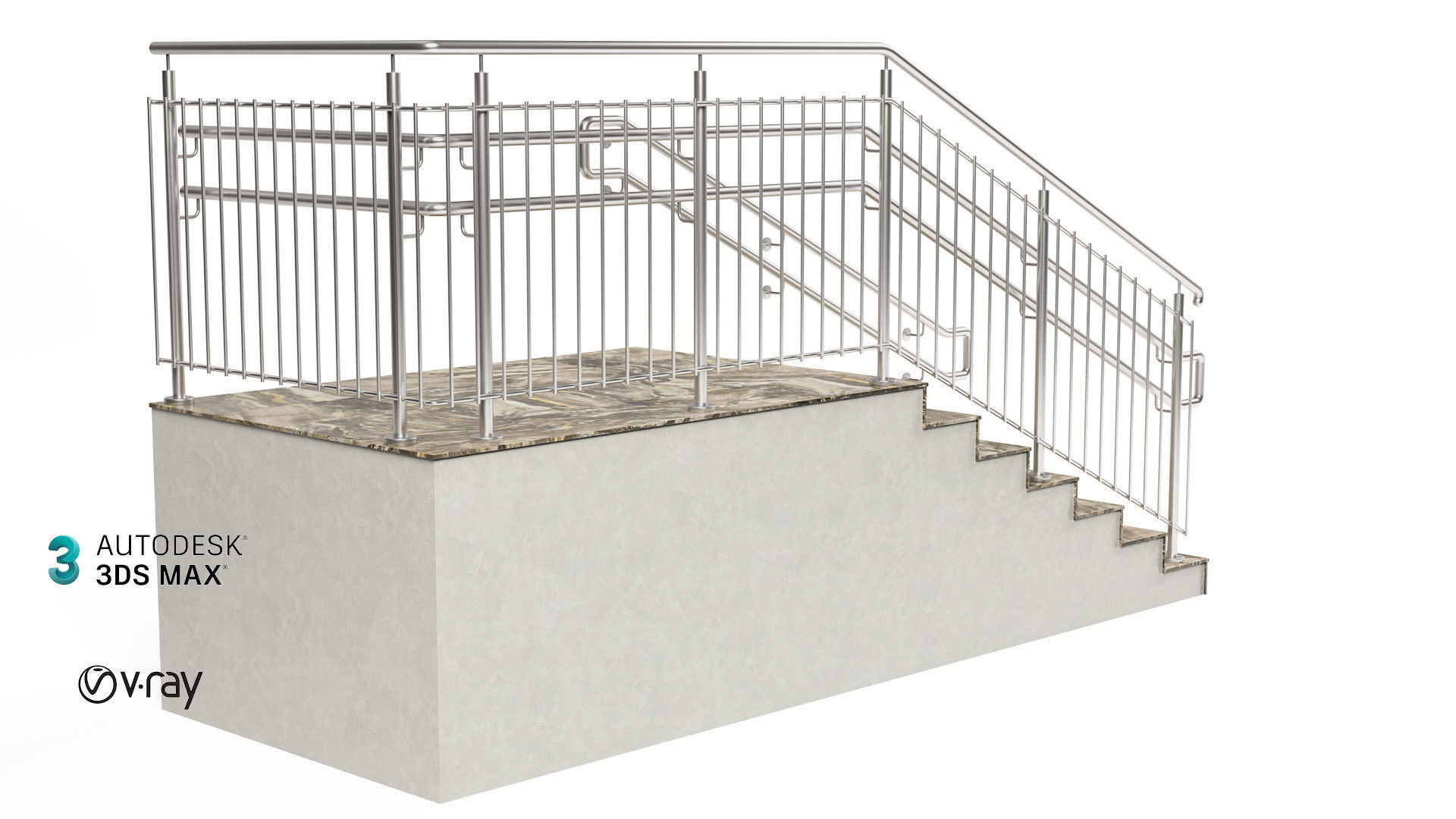 Stairs railing 3D model_8