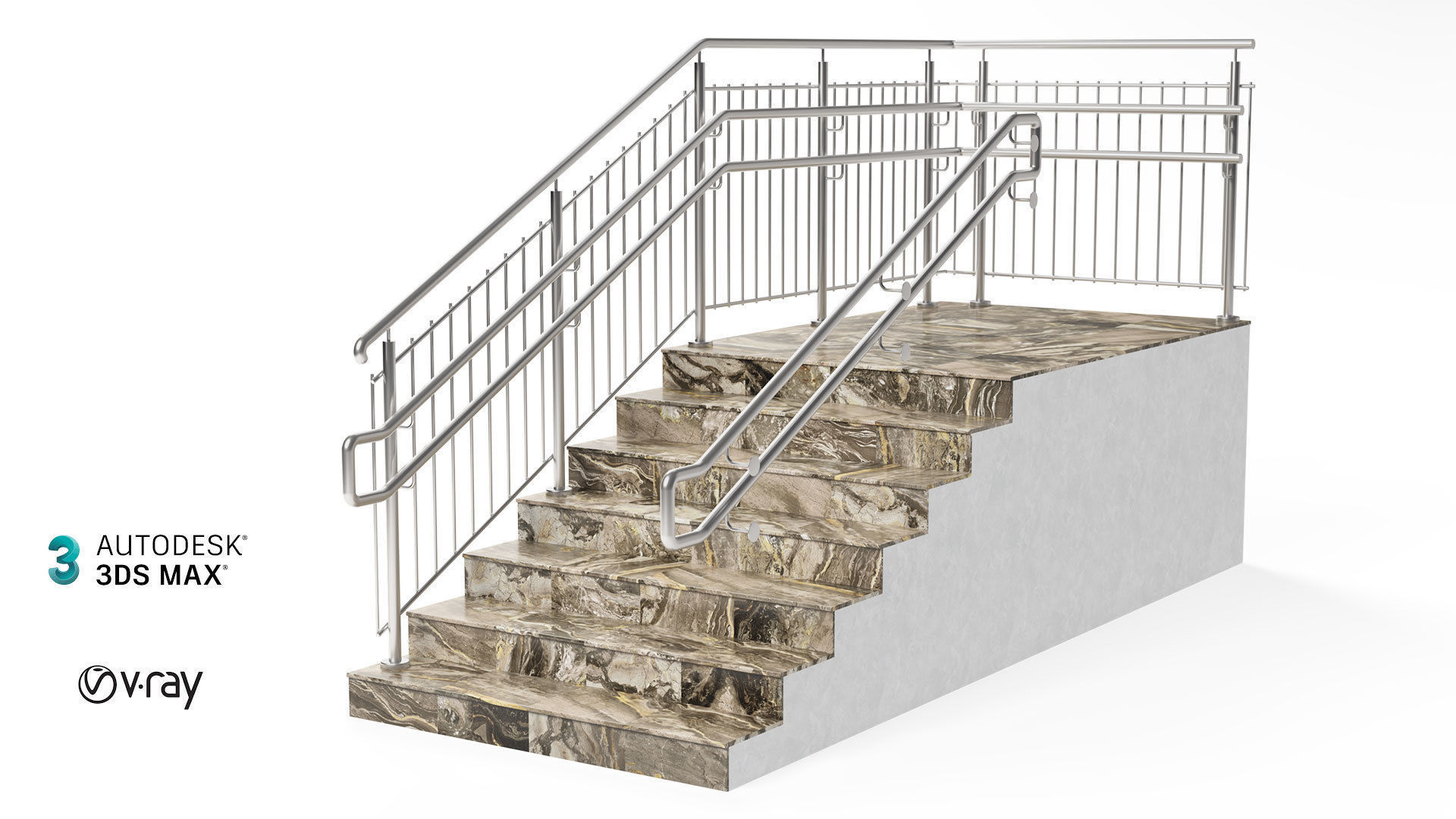Stairs railing 3D model_6