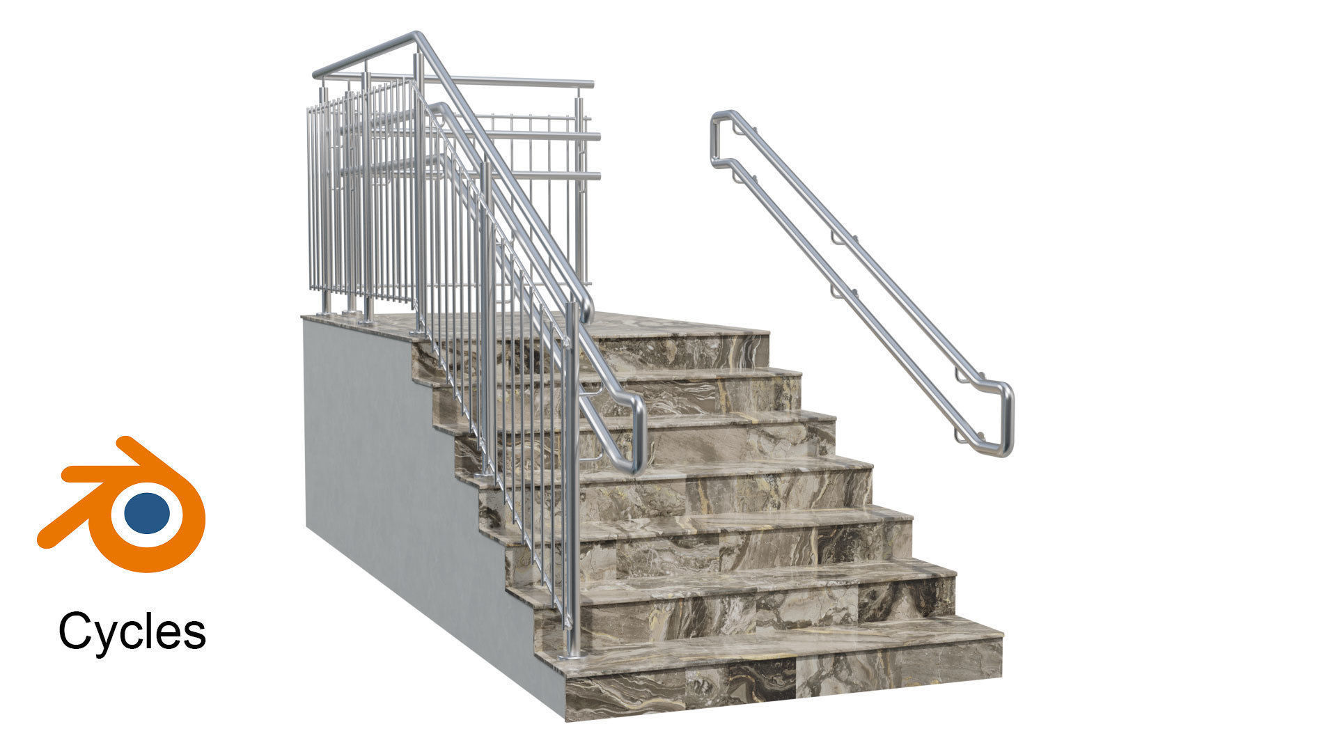 Stairs railing 3D model_3