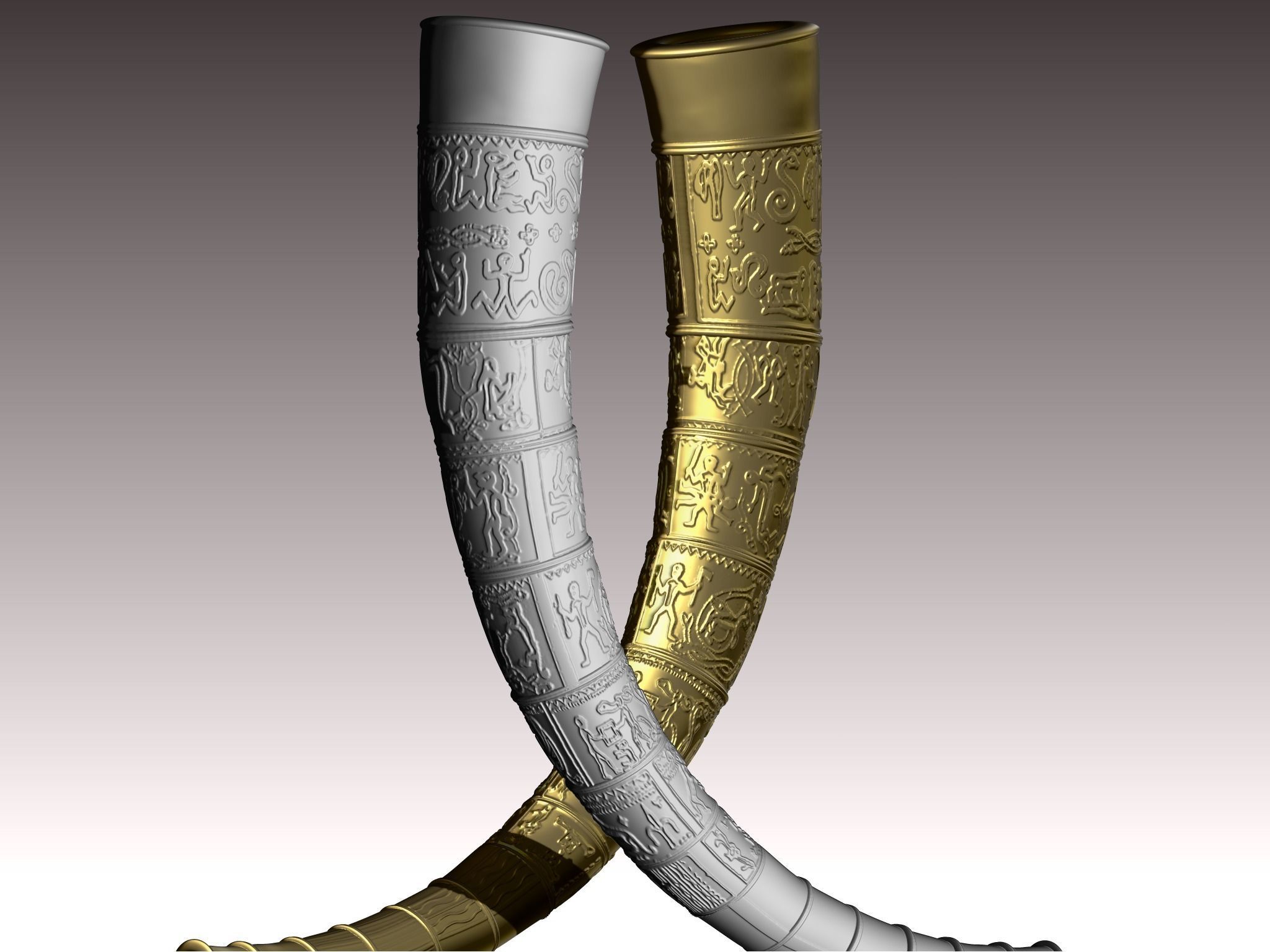 Golden horns of Gallehus 3D Print Model 3D print model_11