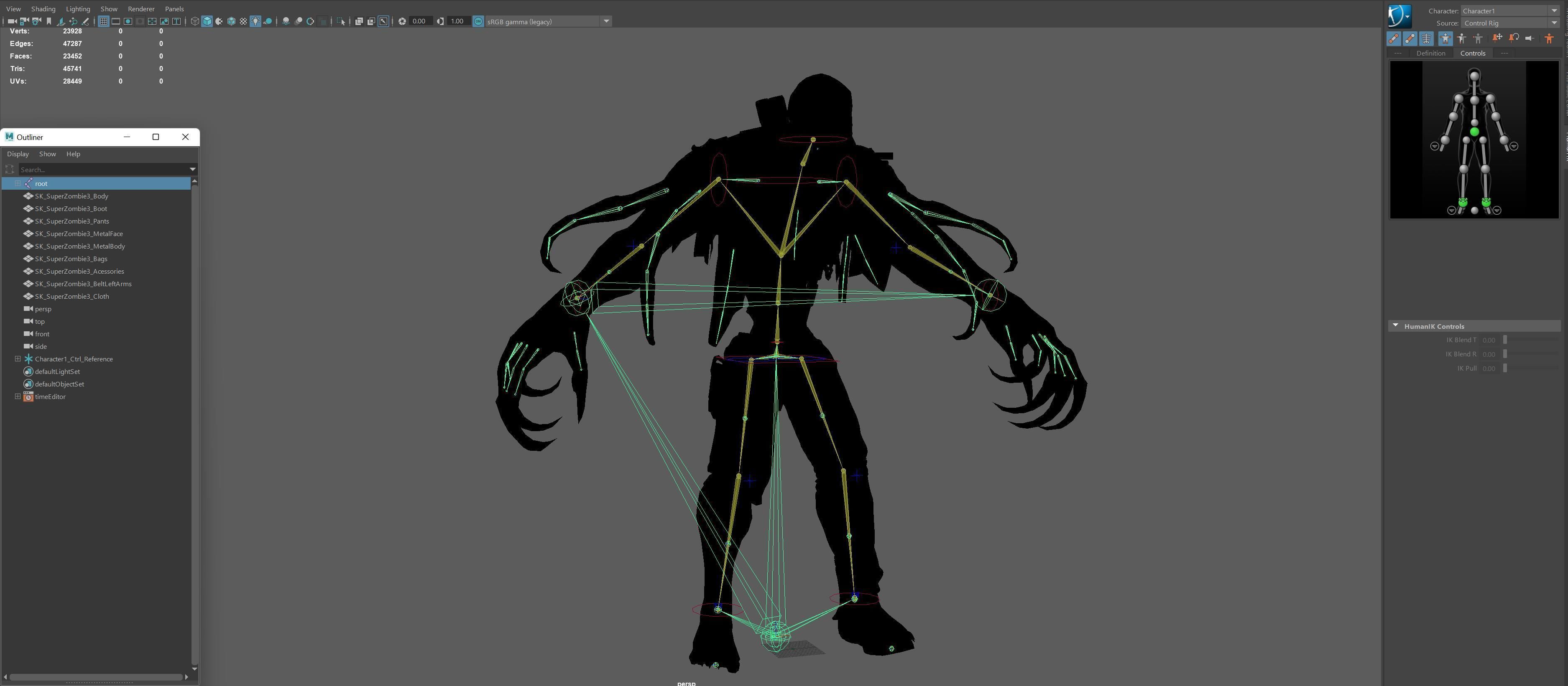 SuperZombie3 for pack Low-poly 3D model_36