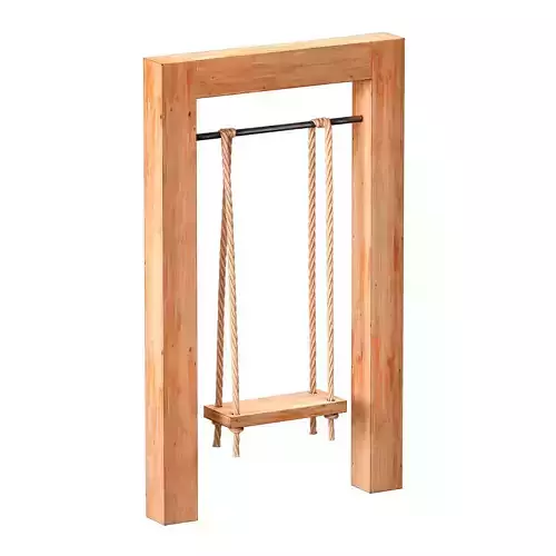 Outdoor wooden rope swing on ropes