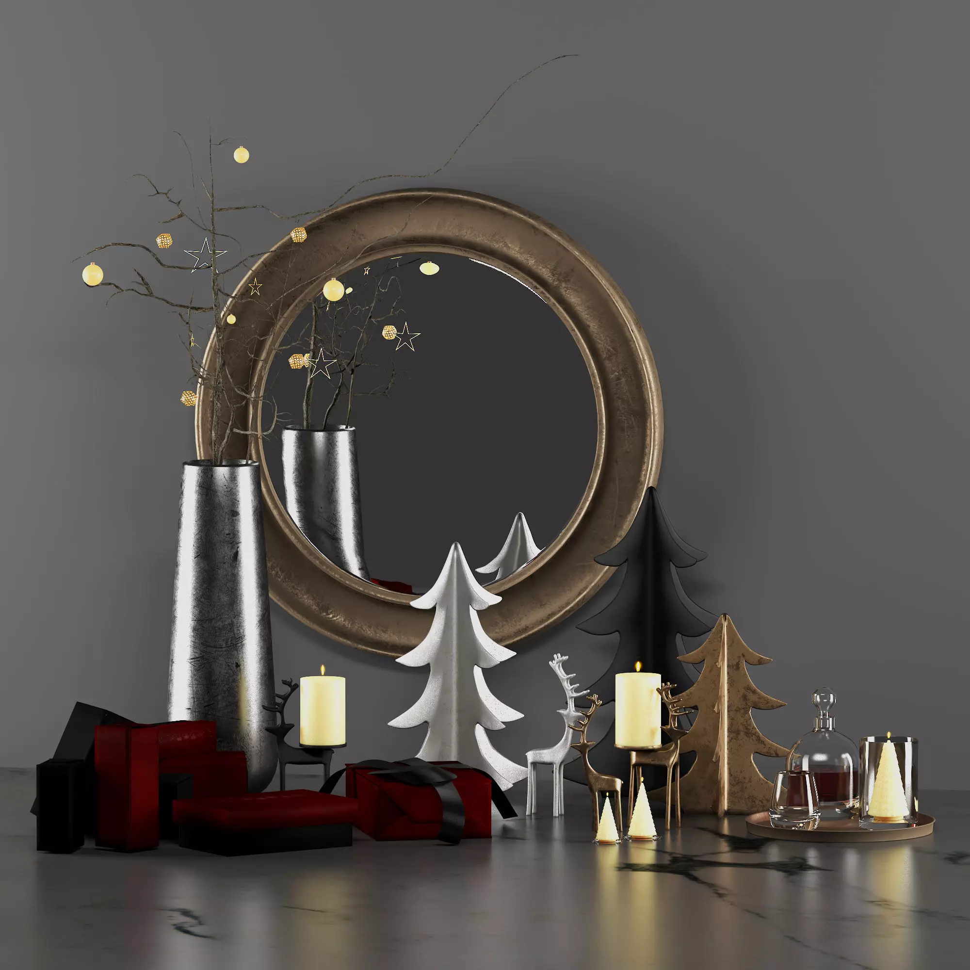 Antiqe-Abstract-Christmas-Decorative-Set christmas with decor... 3D model_0