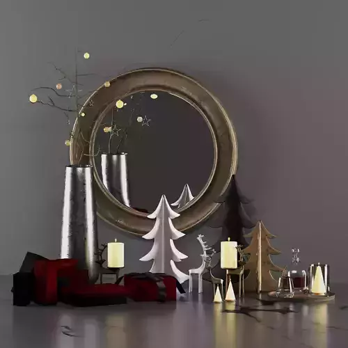 Antiqe-Abstract-Christmas-Decorative-Set christmas with decorations and mirror