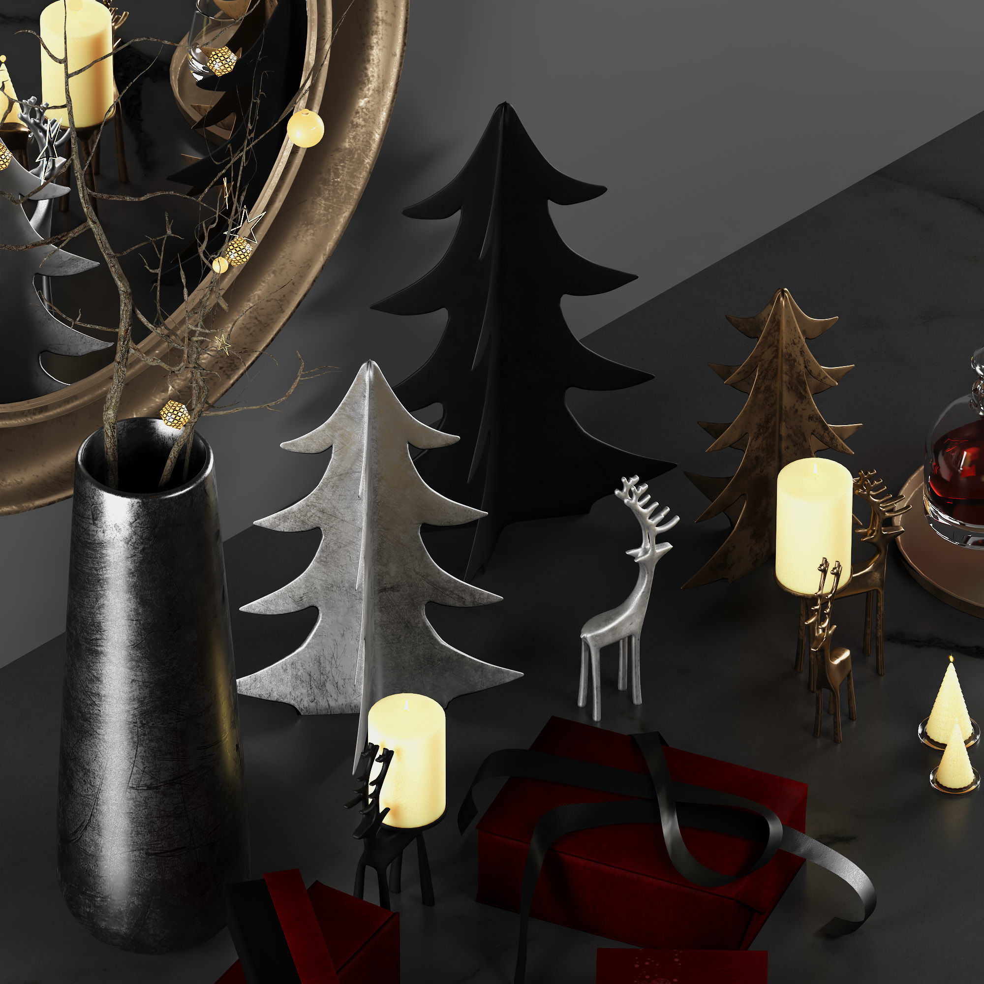 Antiqe-Abstract-Christmas-Decorative-Set christmas with decor... 3D model_2