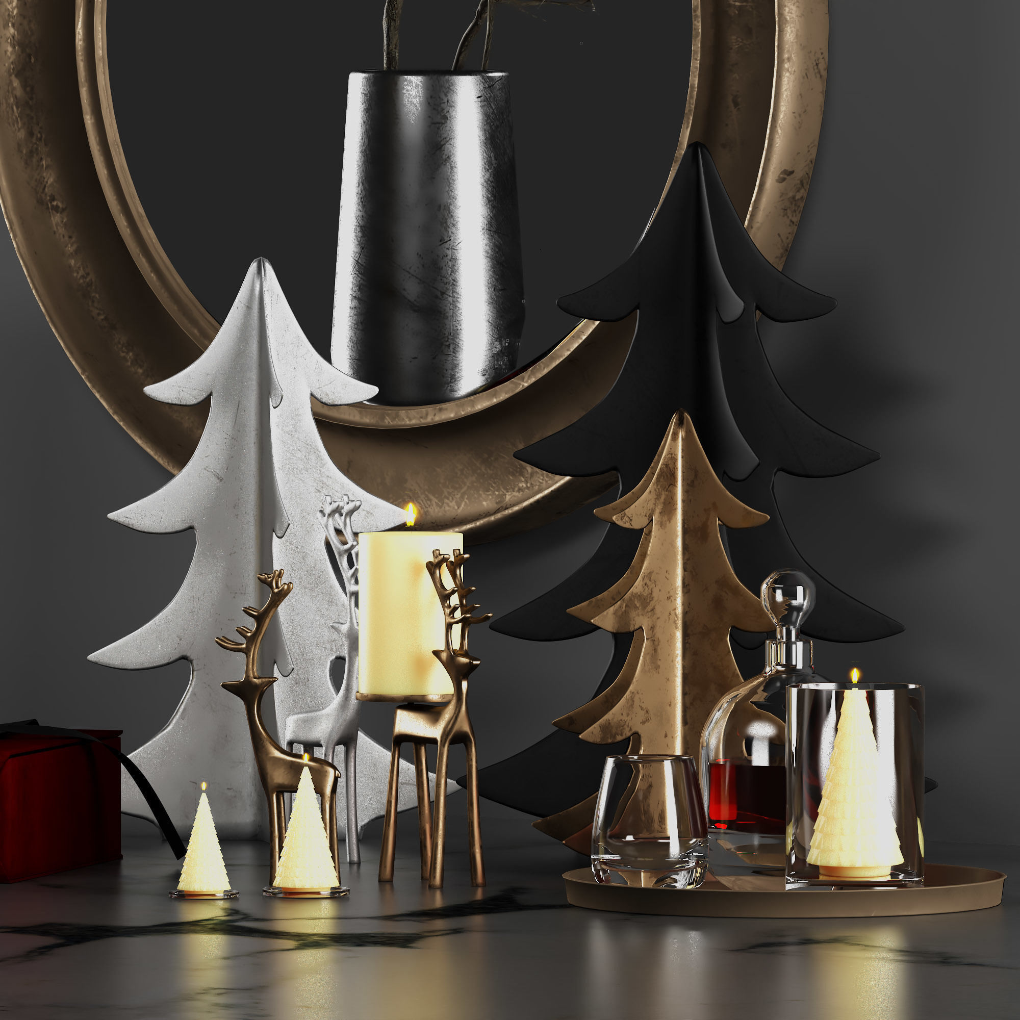 Antiqe-Abstract-Christmas-Decorative-Set christmas with decor... 3D model_1
