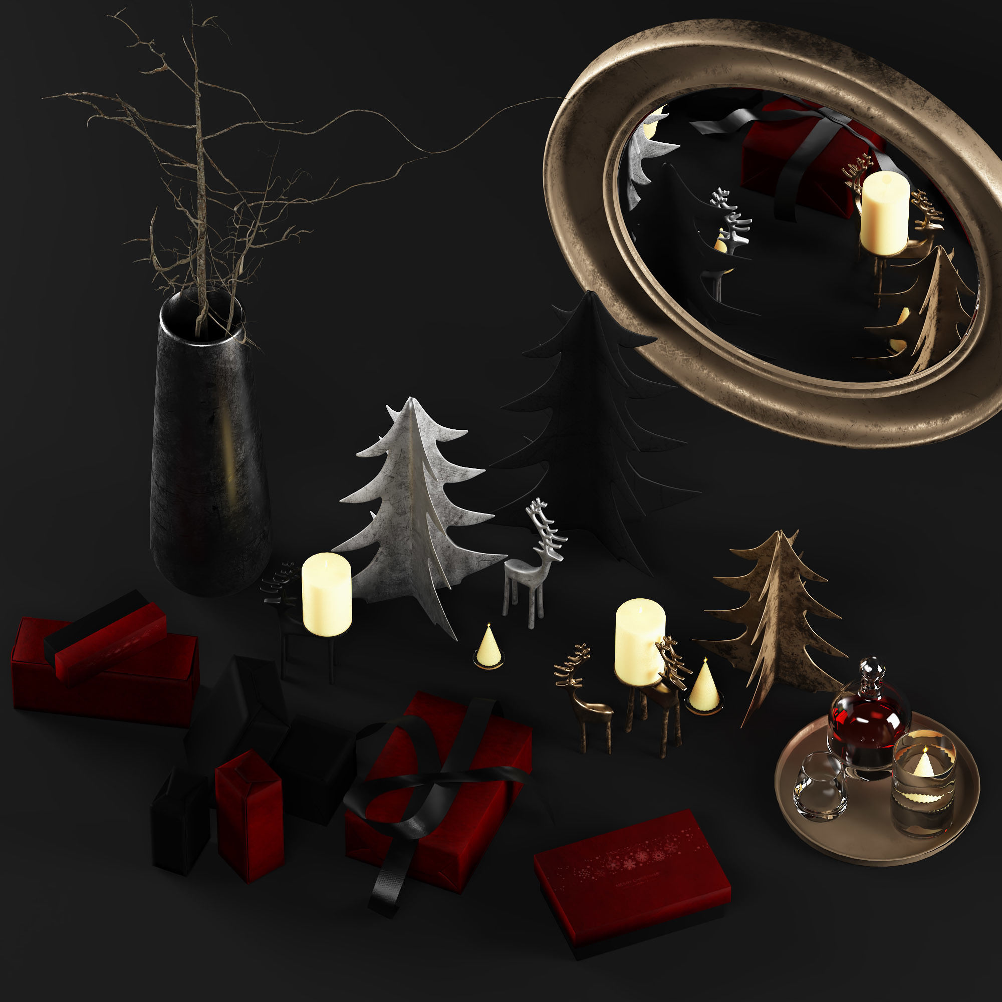 Antiqe-Abstract-Christmas-Decorative-Set christmas with decor... 3D model_3