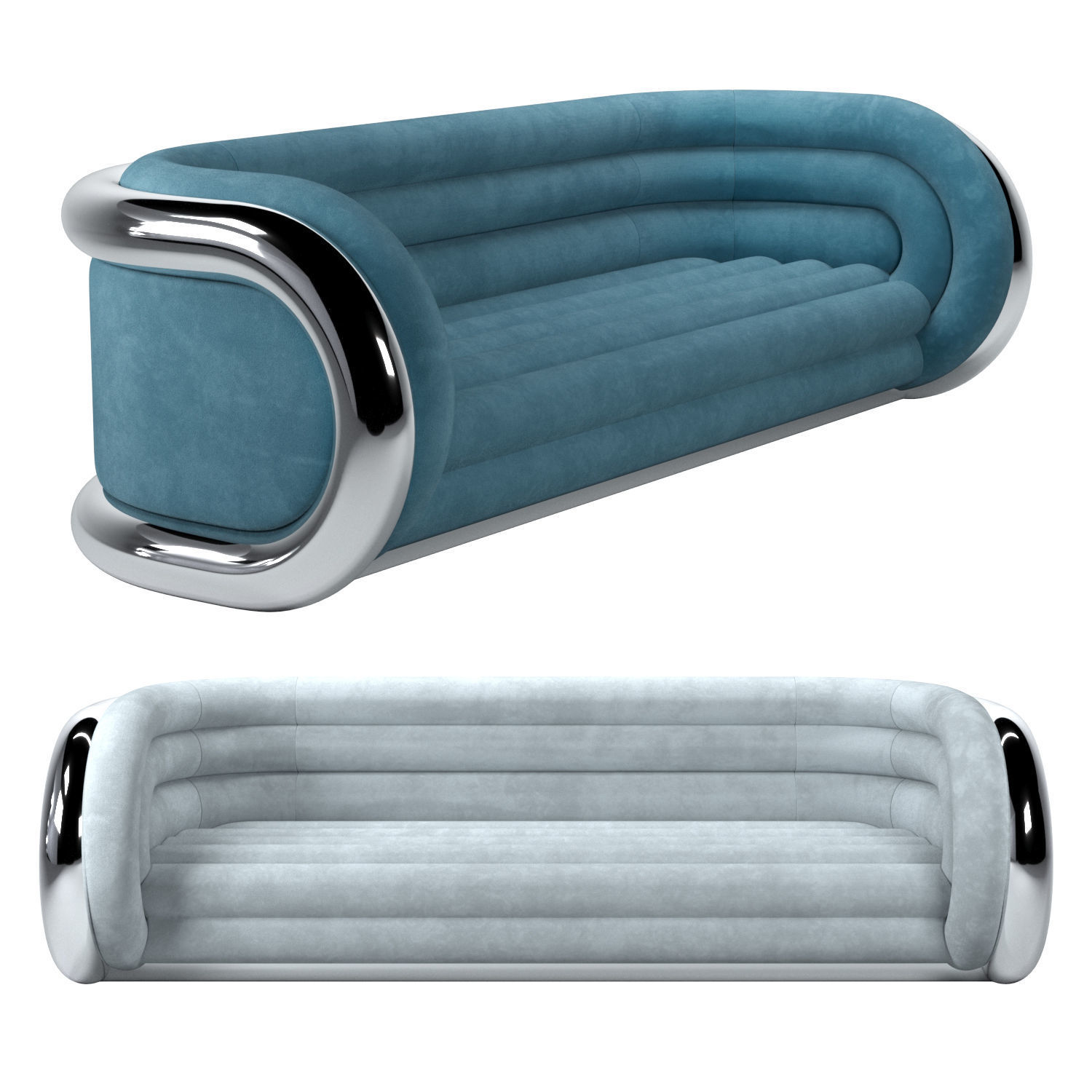 Todd Merrill Aluminum Tube Sofa 3D model_1