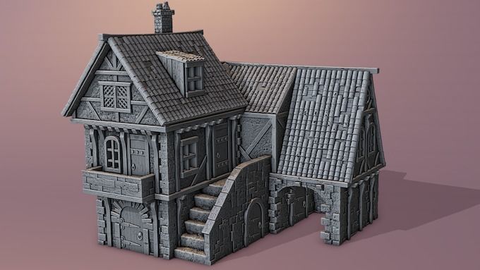 Extensive collection of medieval houses 3D print model_12