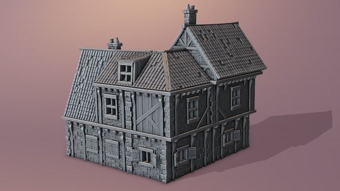 Extensive collection of medieval houses 3D print model_5