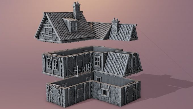 Extensive collection of medieval houses 3D print model_7