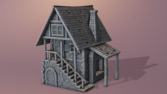 Extensive collection of medieval houses 3D print model_1