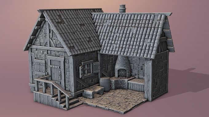 Extensive collection of medieval houses 3D print model_15