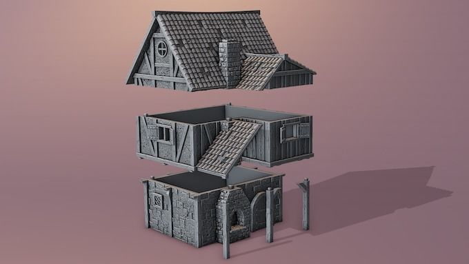 Extensive collection of medieval houses 3D print model_10