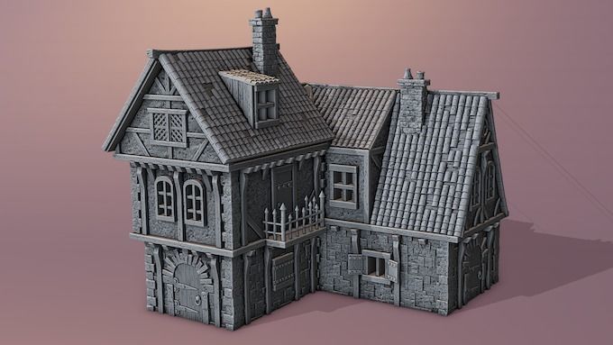 Extensive collection of medieval houses 3D print model_4