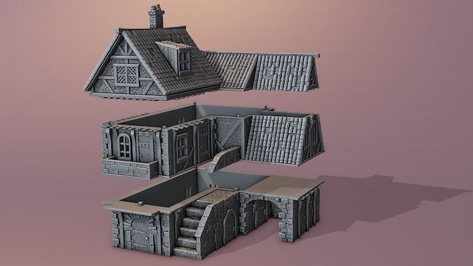 Extensive collection of medieval houses 3D print model_13