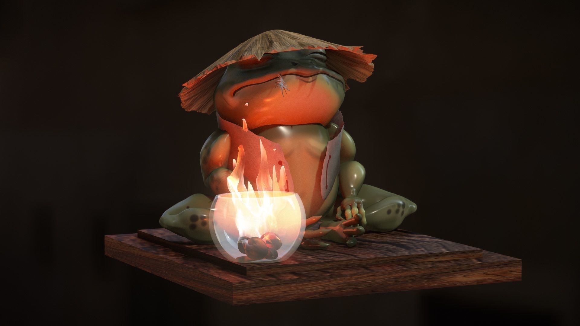 Meditation frog from Japan  3D model_3