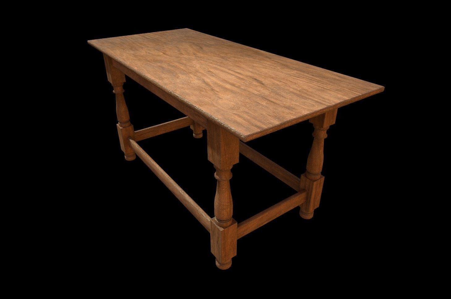 Wood Table Low-poly 3D model_4