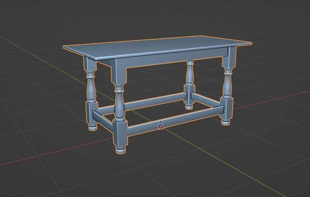 Wood Table Low-poly 3D model_7