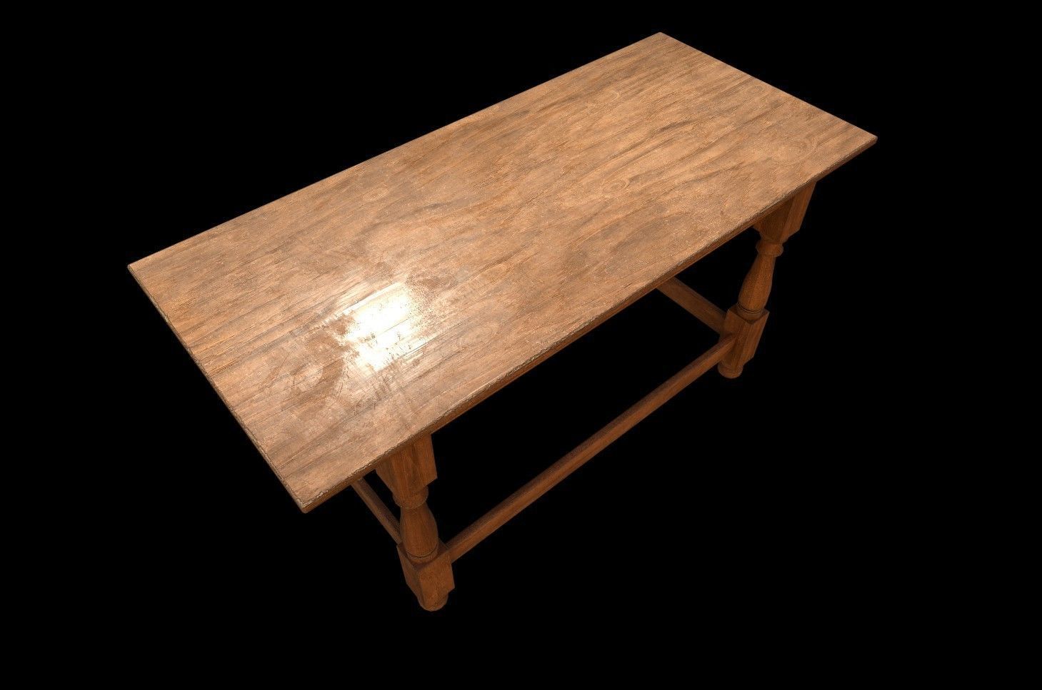 Wood Table Low-poly 3D model_3