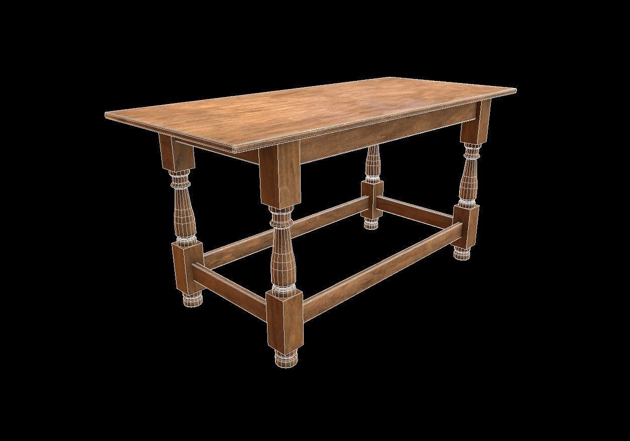 Wood Table Low-poly 3D model_6