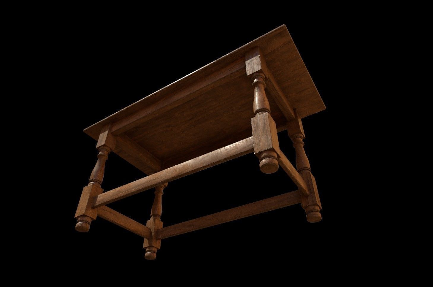 Wood Table Low-poly 3D model_2