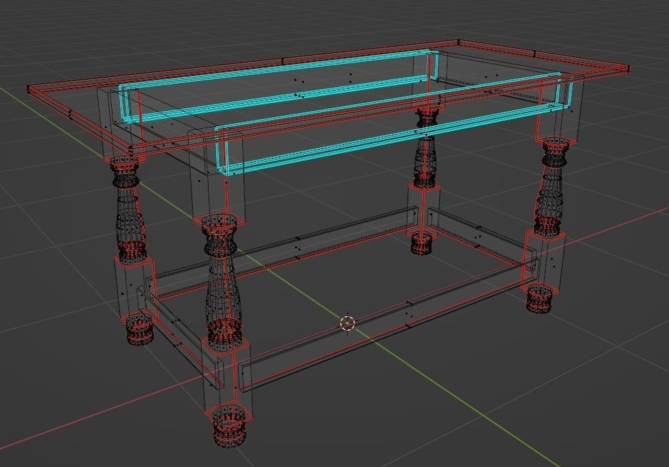 Wood Table Low-poly 3D model_8