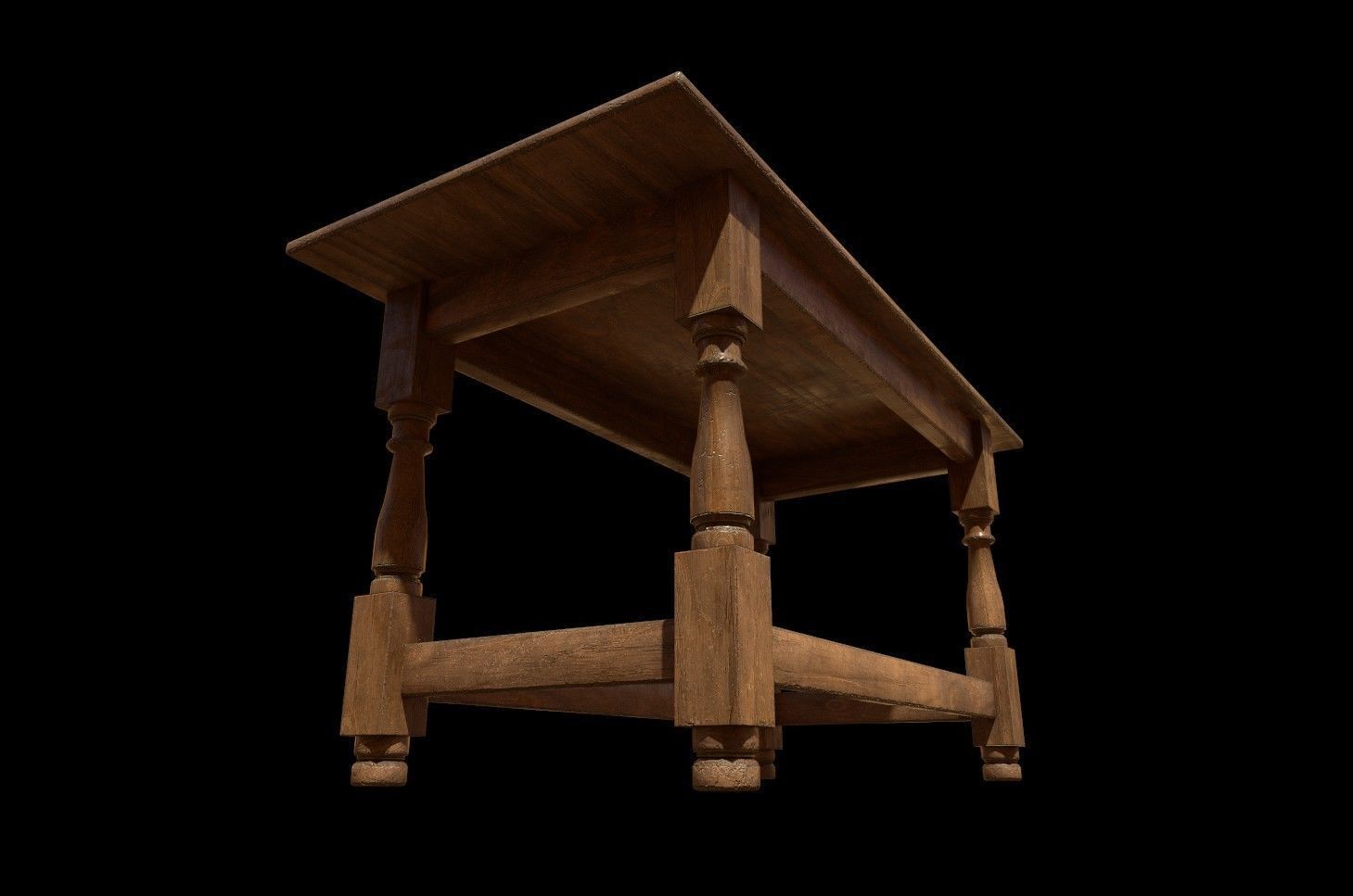 Wood Table Low-poly 3D model_5