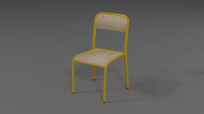 SchoolChair01 chair with seat and back Free low-poly 3D model