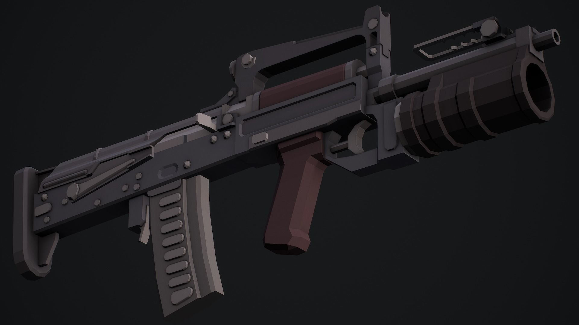 Stylized Ots-14 Groza Low Poly Game Ready Low-poly 3D model_14