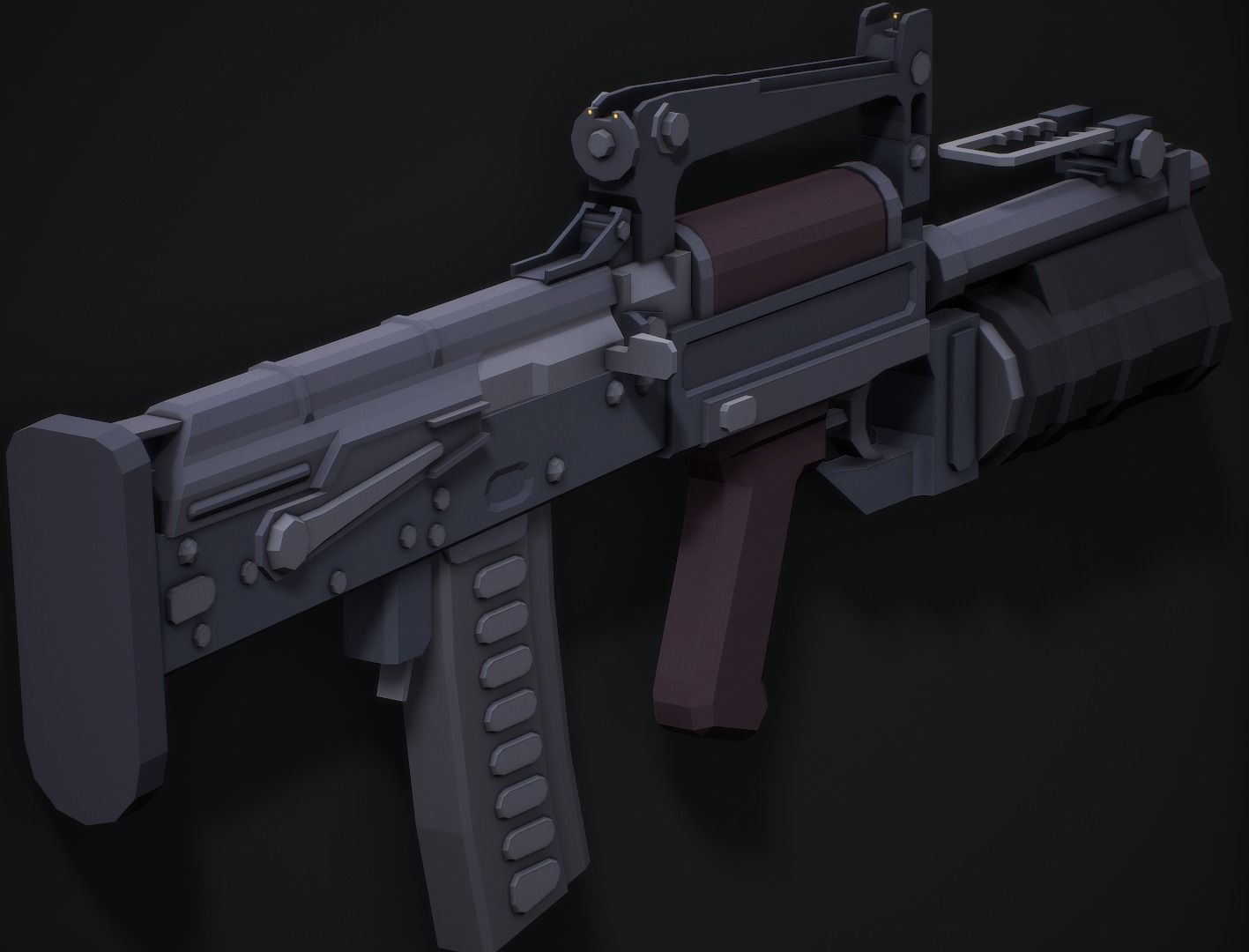 Groja Gun 3D model Stylized Ots-14 Groza Low Poly Game Ready VR / AR / low-poly ...