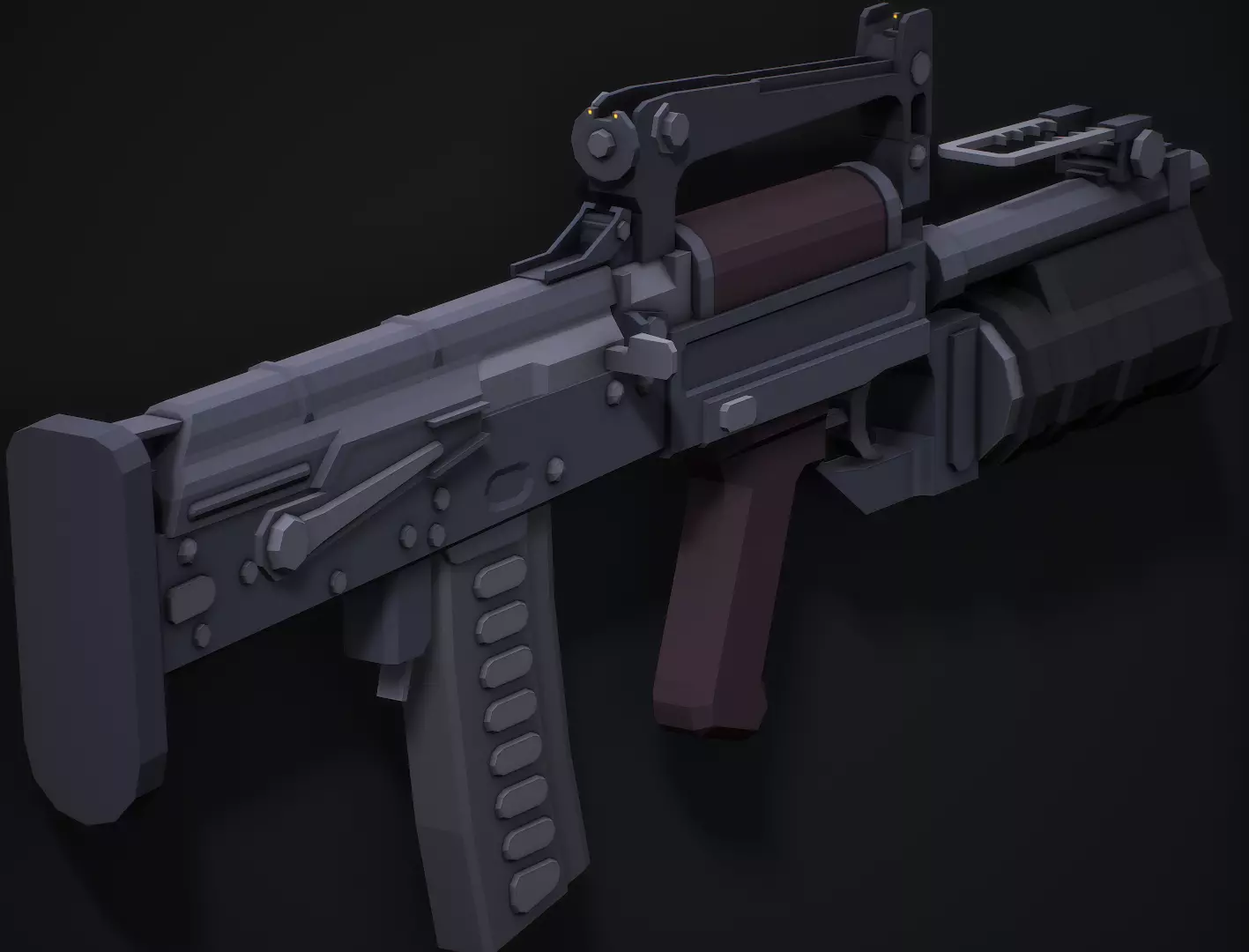 Stylized Ots-14 Groza Low Poly Game Ready Low-poly 3D model_0