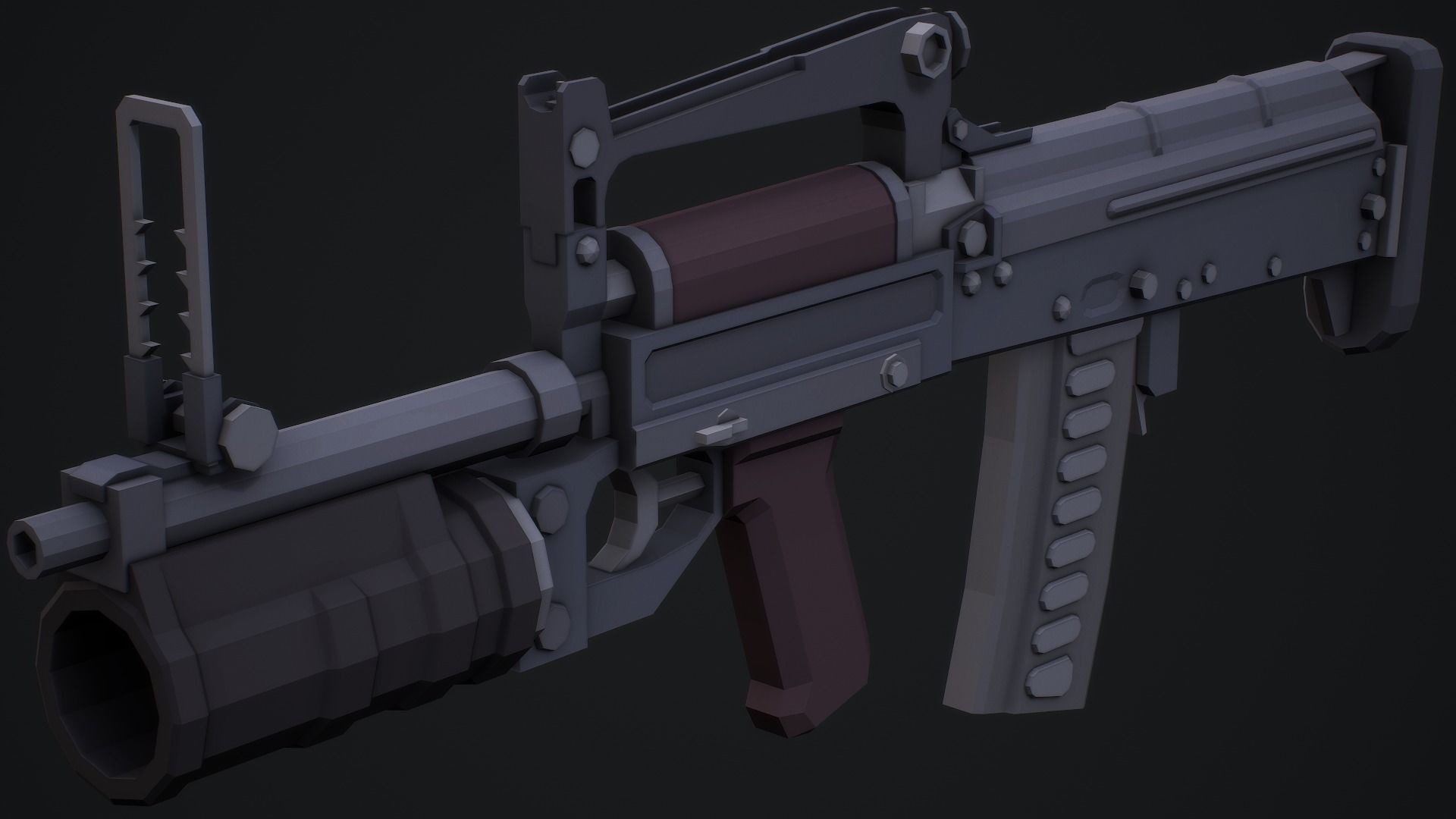 Stylized Ots-14 Groza Low Poly Game Ready Low-poly 3D model_9