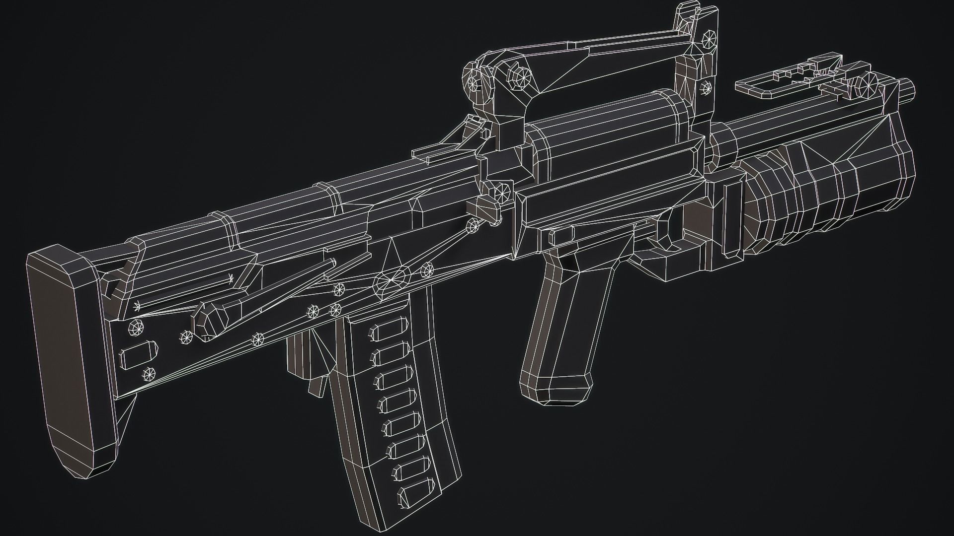 Stylized Ots-14 Groza Low Poly Game Ready Low-poly 3D model_16