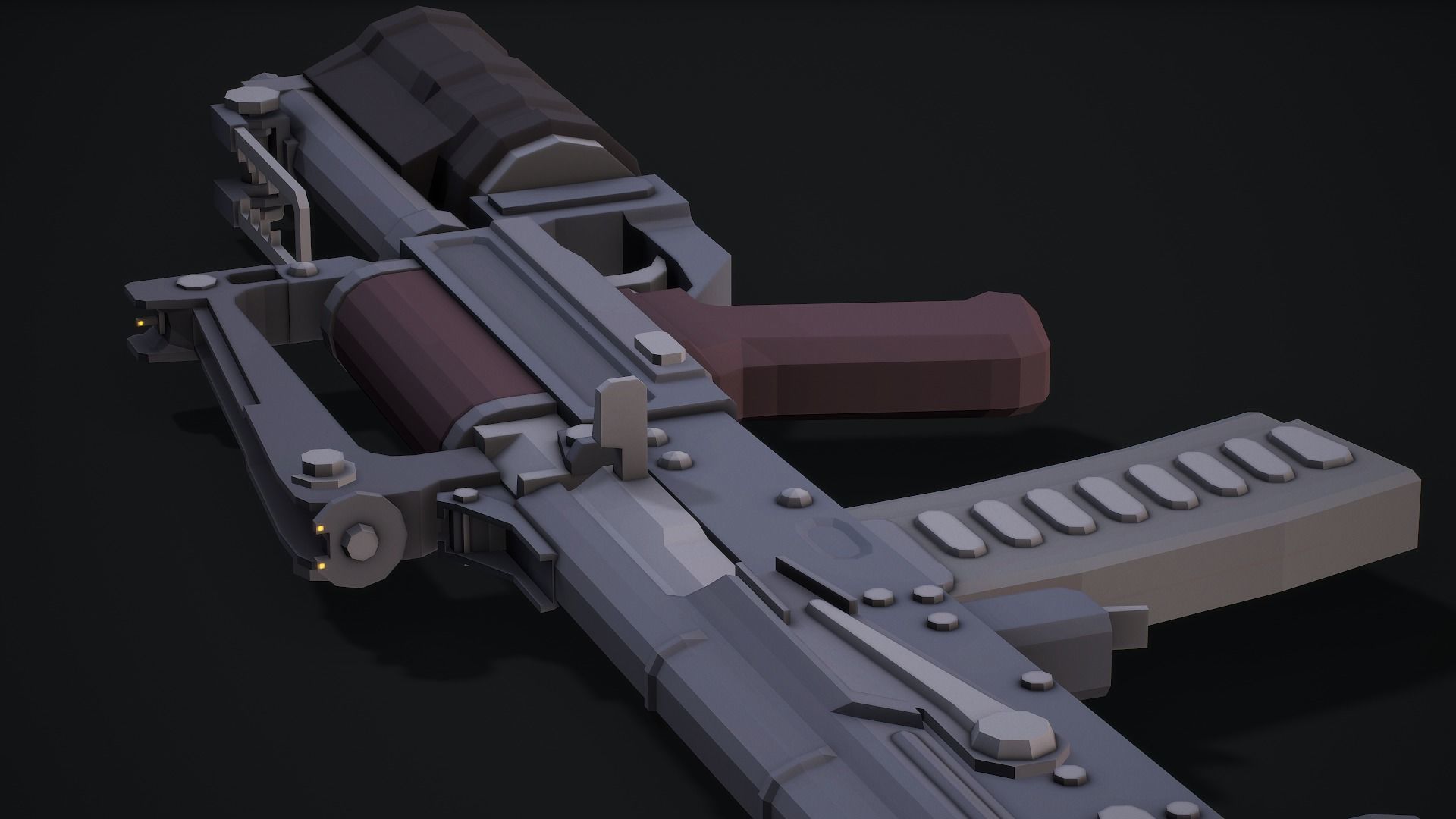 Stylized Ots-14 Groza Low Poly Game Ready Low-poly 3D model_15