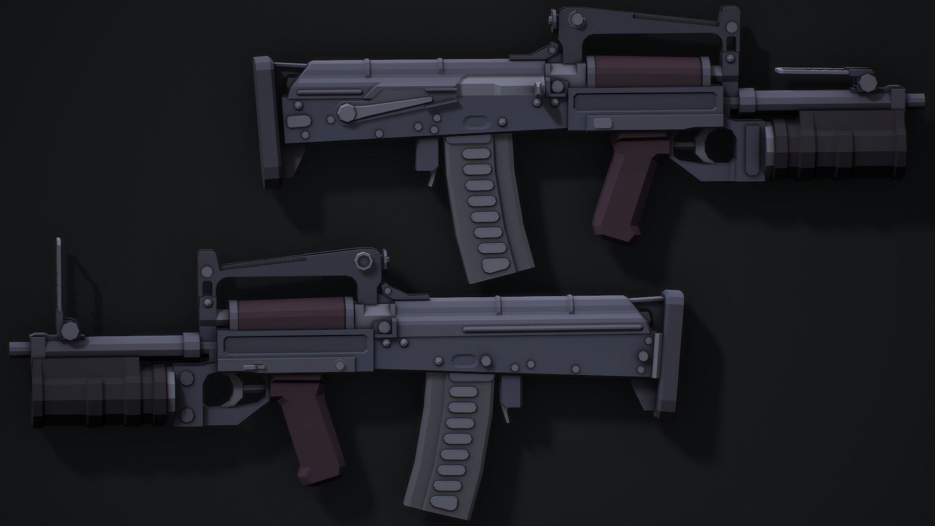 Stylized Ots-14 Groza Low Poly Game Ready Low-poly 3D model_2