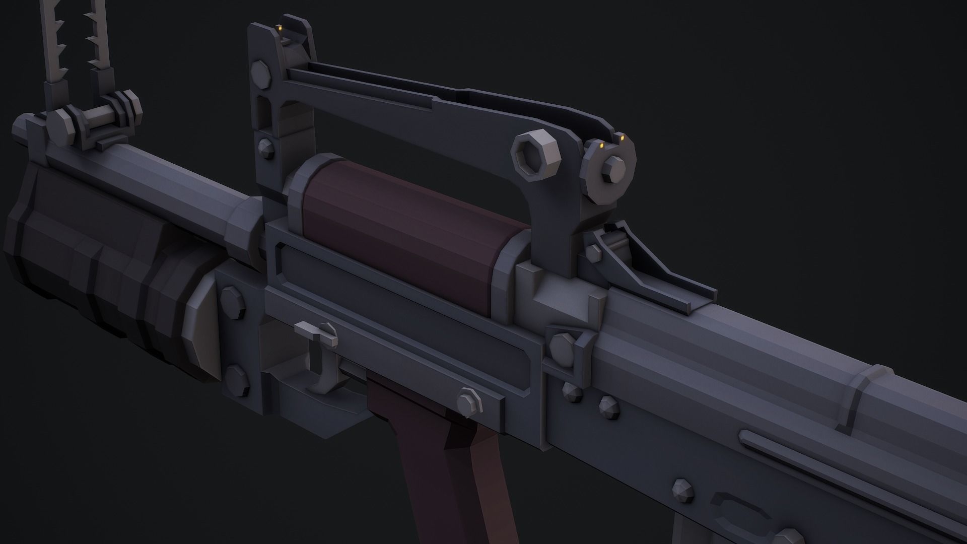 Stylized Ots-14 Groza Low Poly Game Ready Low-poly 3D model_10