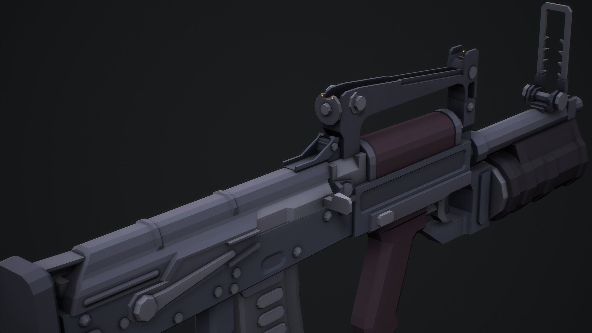 Stylized Ots-14 Groza Low Poly Game Ready Low-poly 3D model_8