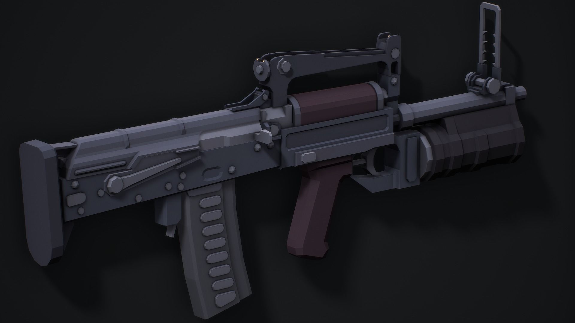 Stylized Ots-14 Groza Low Poly Game Ready Low-poly 3D model_1