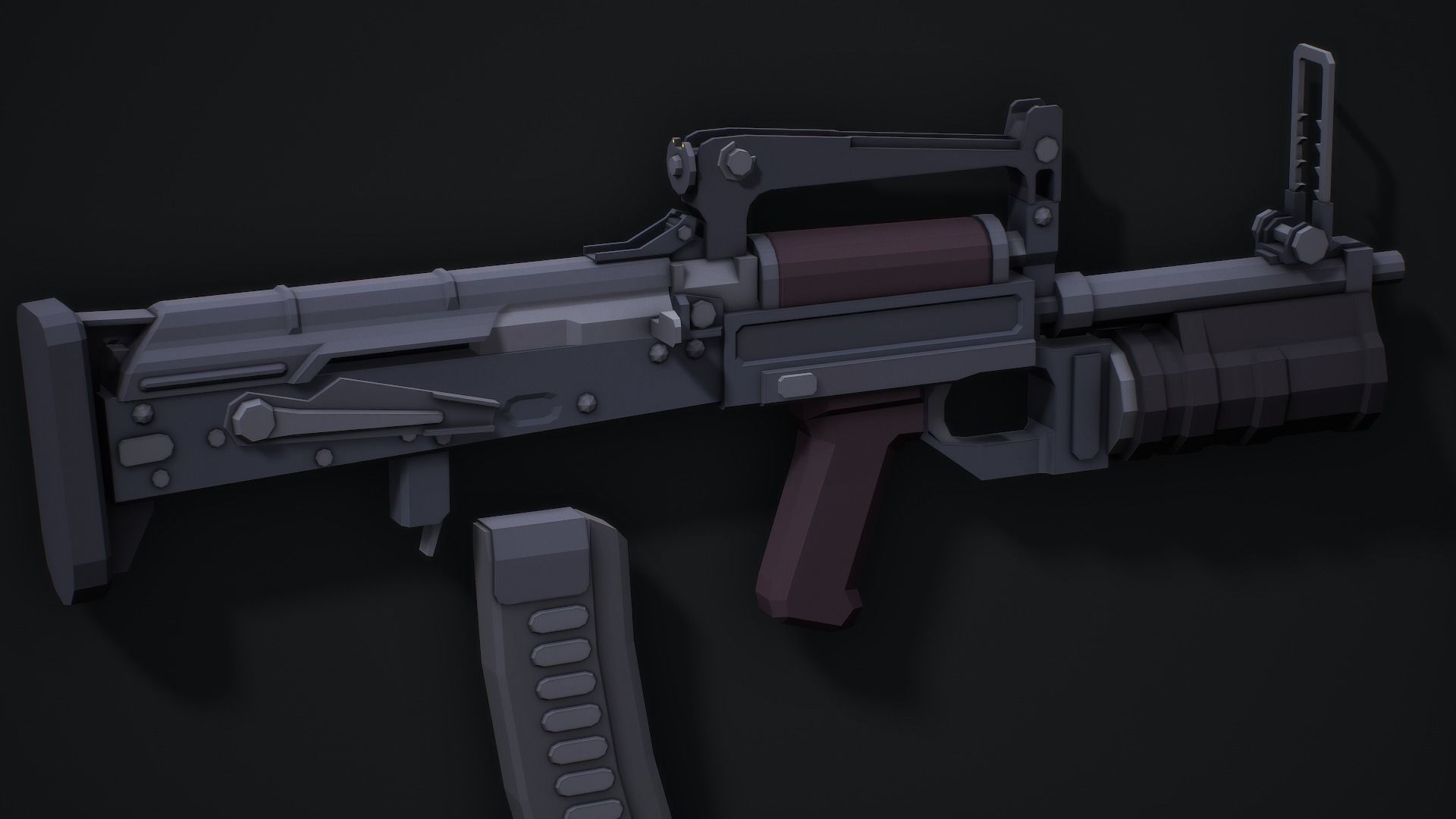 Stylized Ots-14 Groza Low Poly Game Ready Low-poly 3D model_6
