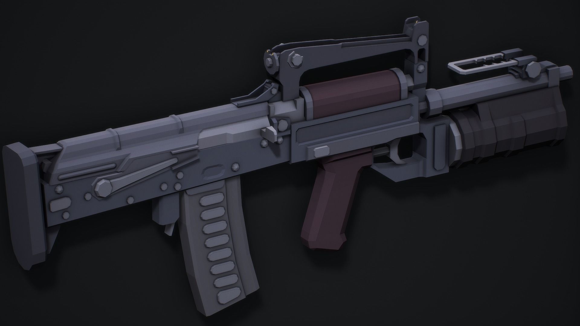 Stylized Ots-14 Groza Low Poly Game Ready Low-poly 3D model_3