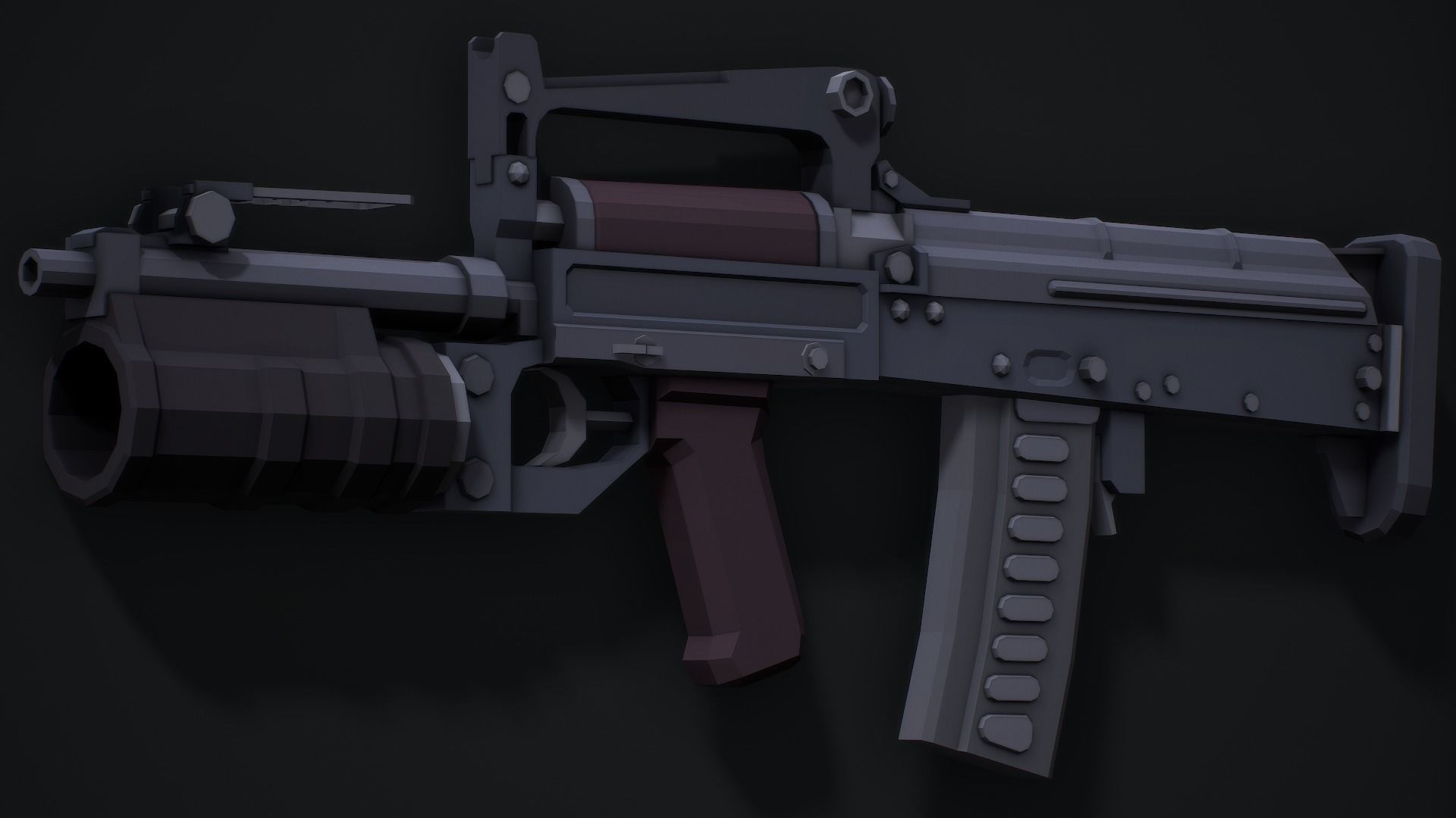 Stylized Ots-14 Groza Low Poly Game Ready Low-poly 3D model_4